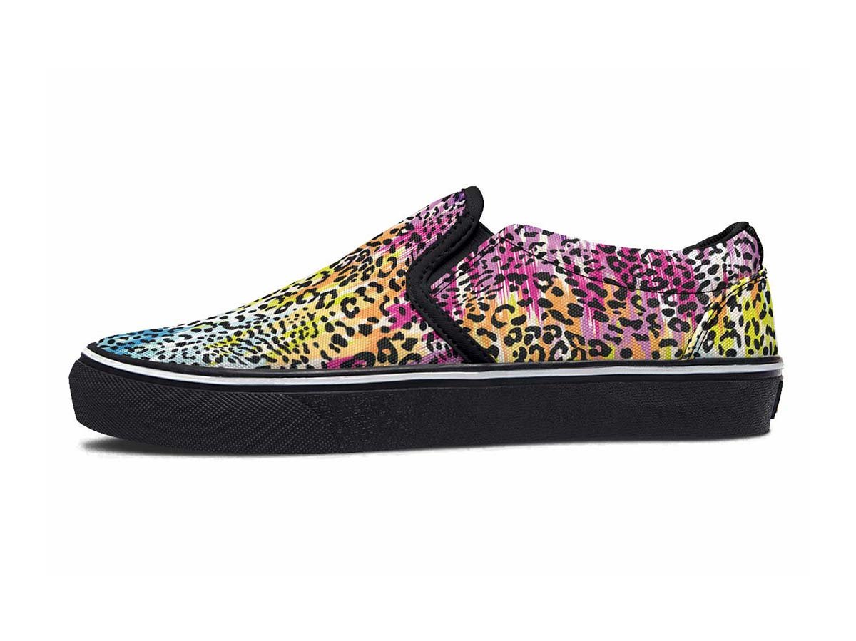 Colorful Leopard Spots, Slip Ons, Classic Sneakers, Streetwear, Vegan Shoes, Men’S Shoes, Woman’S Shoes, Custom Printed, Abstractprint