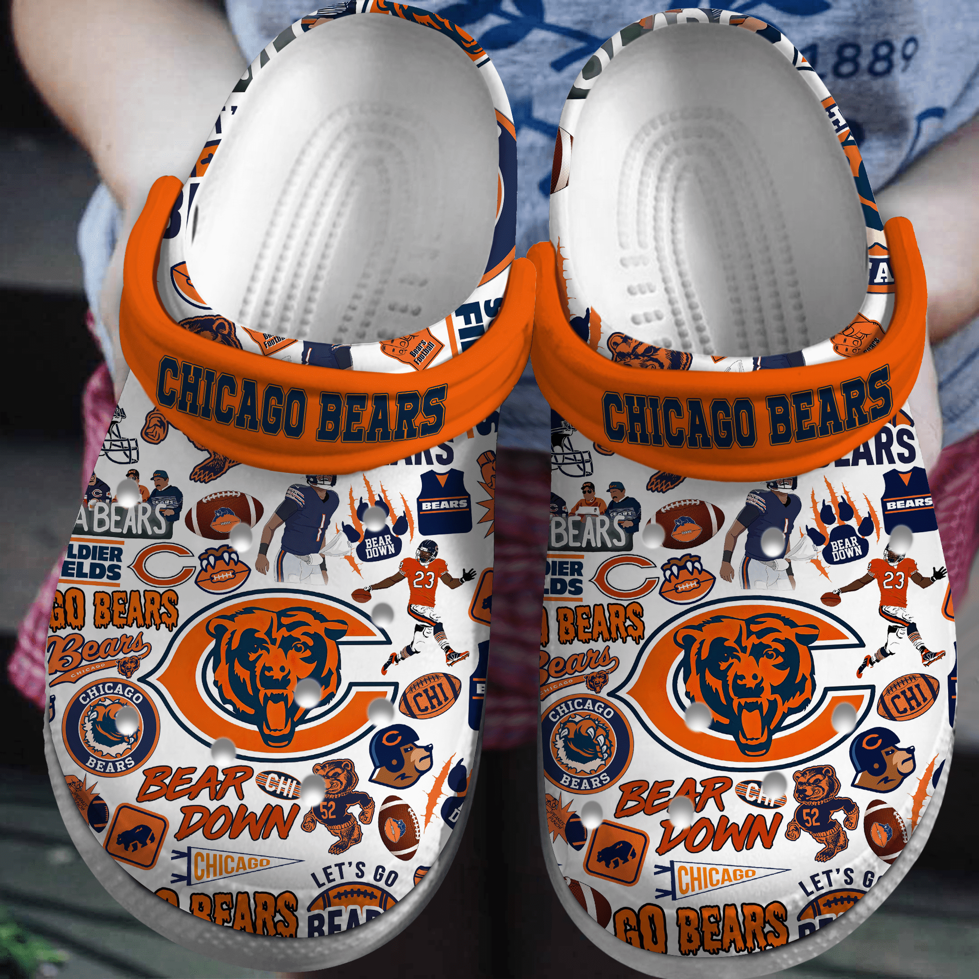 Chicago Bears NFL Sport Crocs Crocband Clogs Shoes Comfortable For Men Women and Kids 5