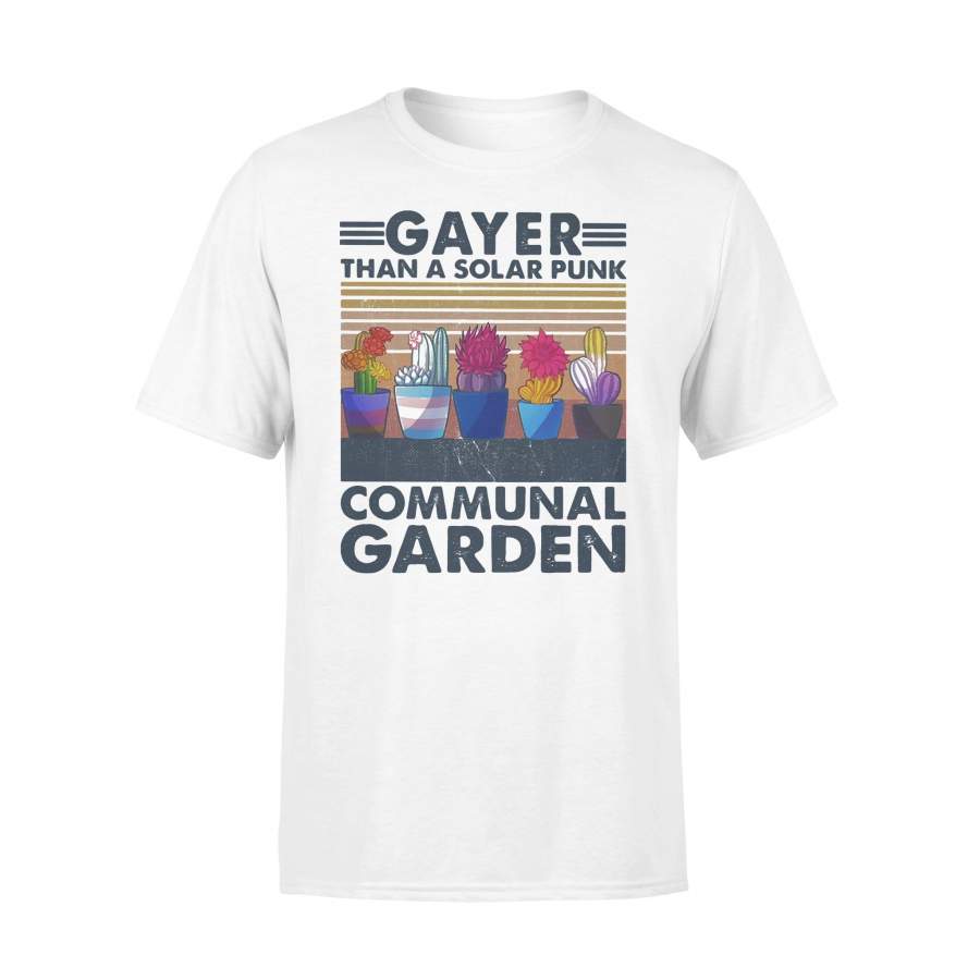 Cactus Gayer Than A Solar Punk Communal Garden Vintage Retro T-shirt