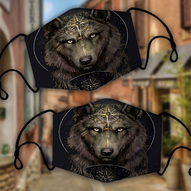 Wolf Celtic Viking Vintage Face Covering For Wolf Lovers Animal Gift Cotton Mask 1-10 Pcs For Kid & Adult All Over Print Face Mask Covering For Adults And Kids