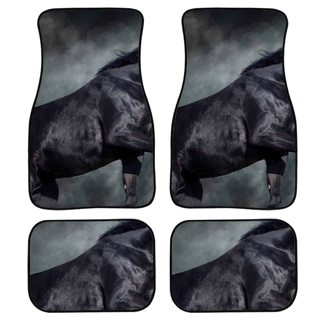 Black Stallion Horse Print Front And Back Car Floor Mats, Front Car Mat