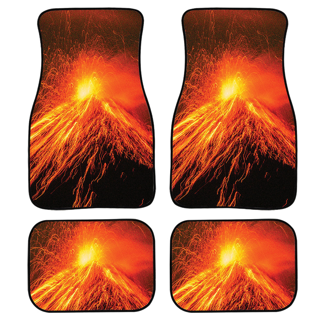 Fire Volcano Print Front And Back Car Floor Mats, Front Car Mat