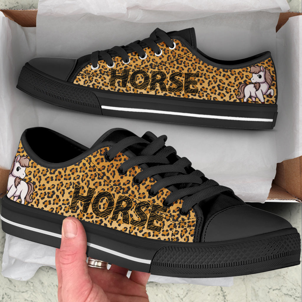 Horse Leopard Skin Low Top Fashion Shoes Canvas Print Lowtop Casual Shoes Gift For Adults