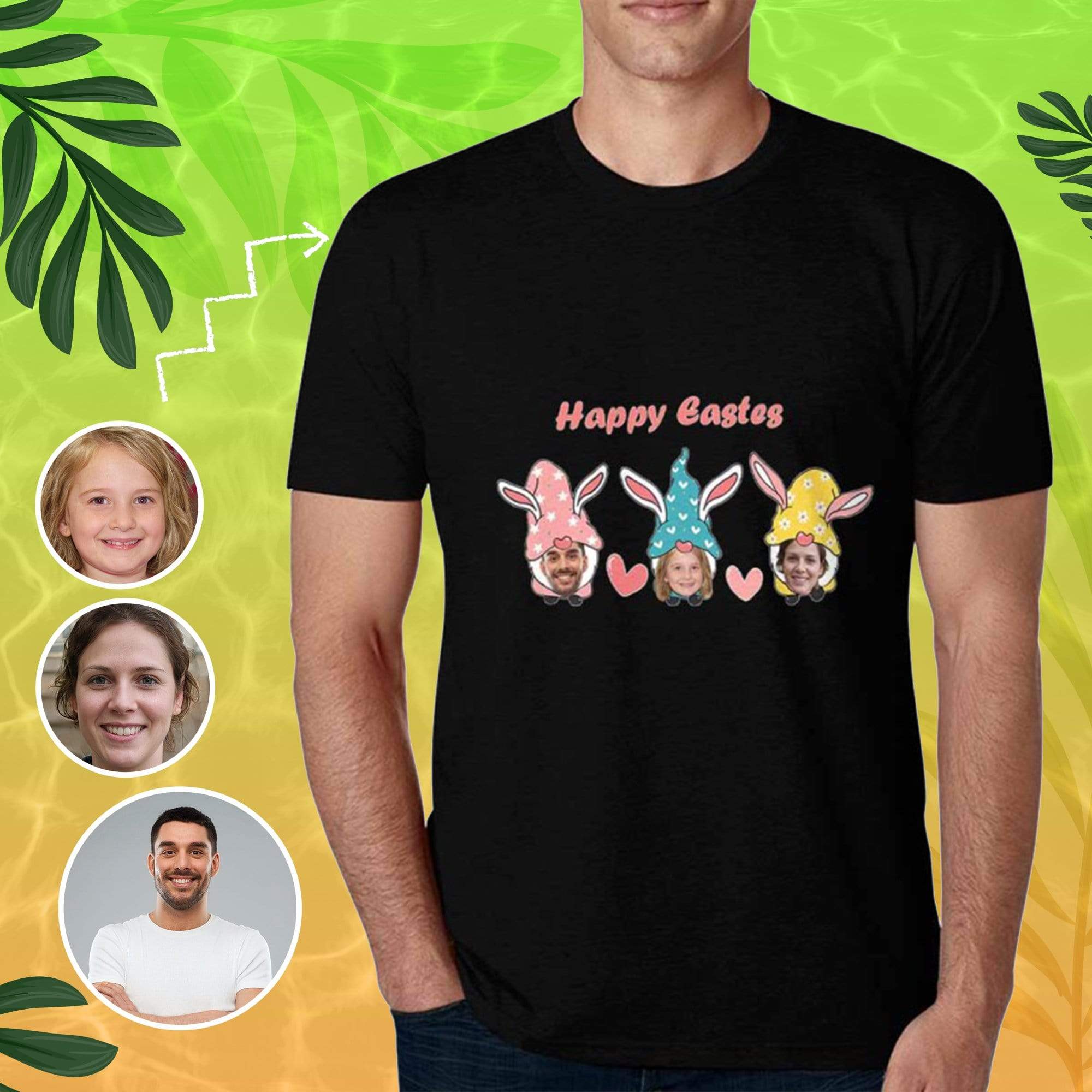 Custom Face Happy Family Bunny Men’S All Over Print T-Shirt