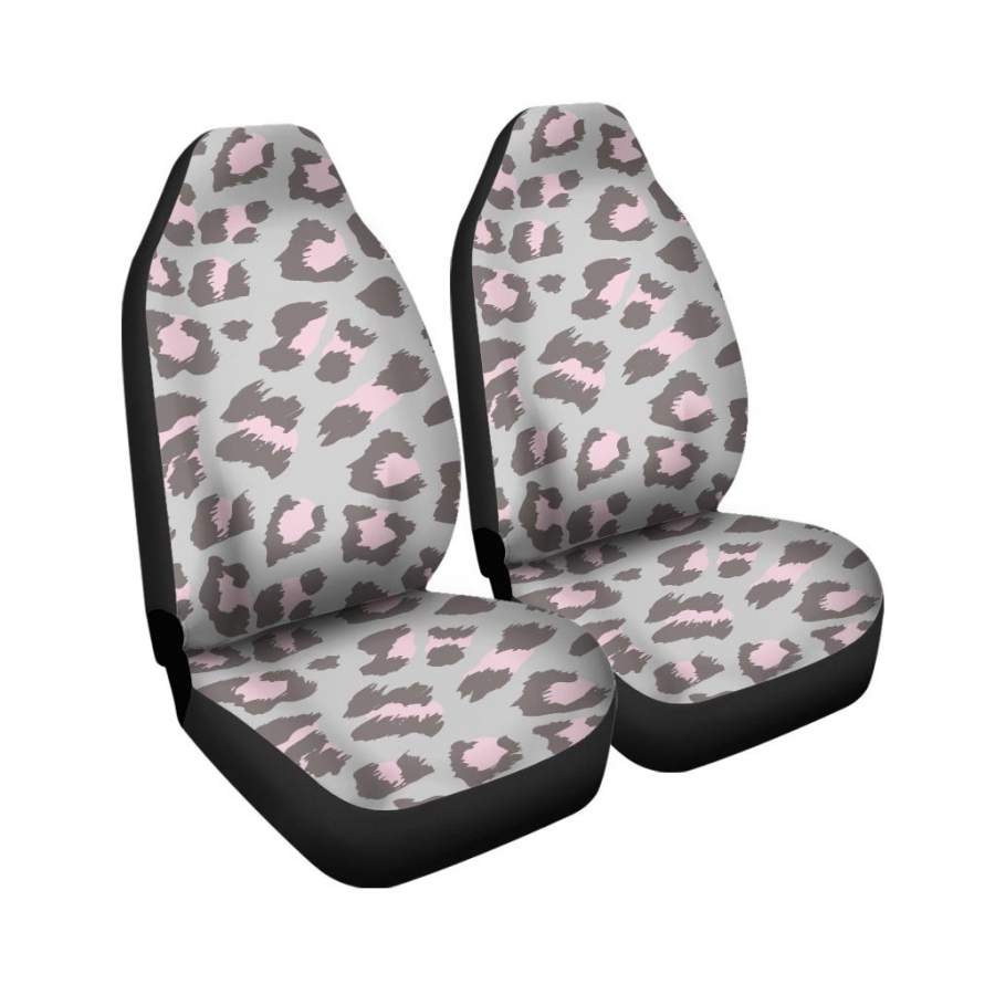 Grey and Pink Leopard Car Seat Covers