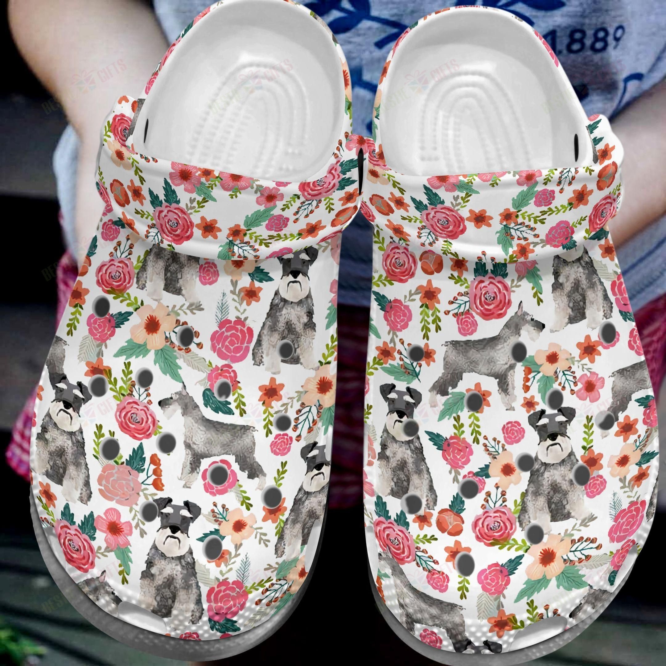 Schnauzer Crocs Classic Clog Colors Flower Schnauzers Shoes Shoesvibes V3