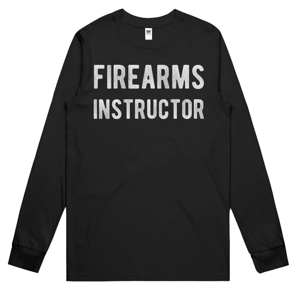 Firearms Instructor Distressed Style Back Print Work Long Sleeve T Shirts