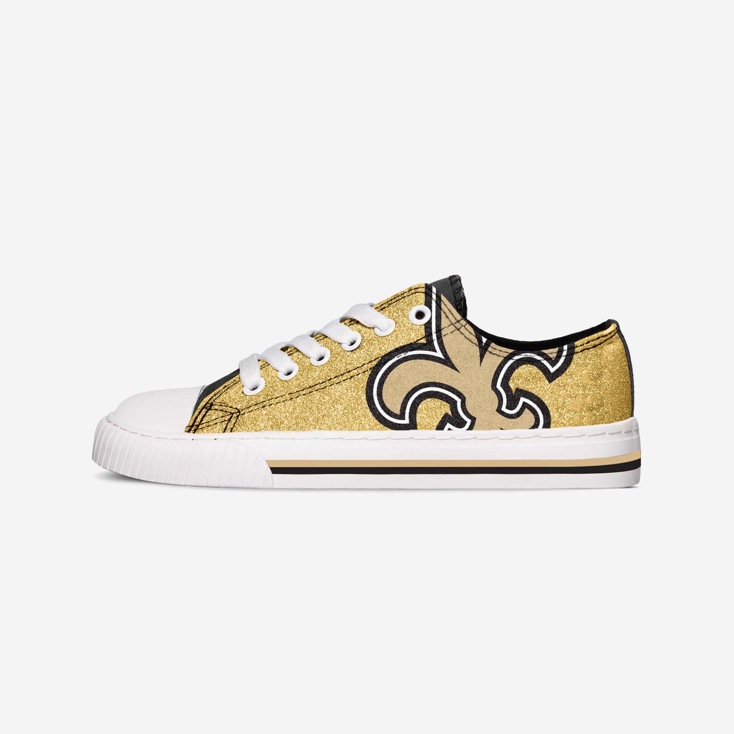 New Orleans Saints Womens Glitter Low Top Canvas Shoe