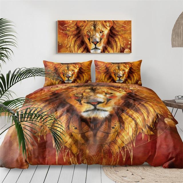 Tribal Lion 3 Pieces Quilted Comforter Set