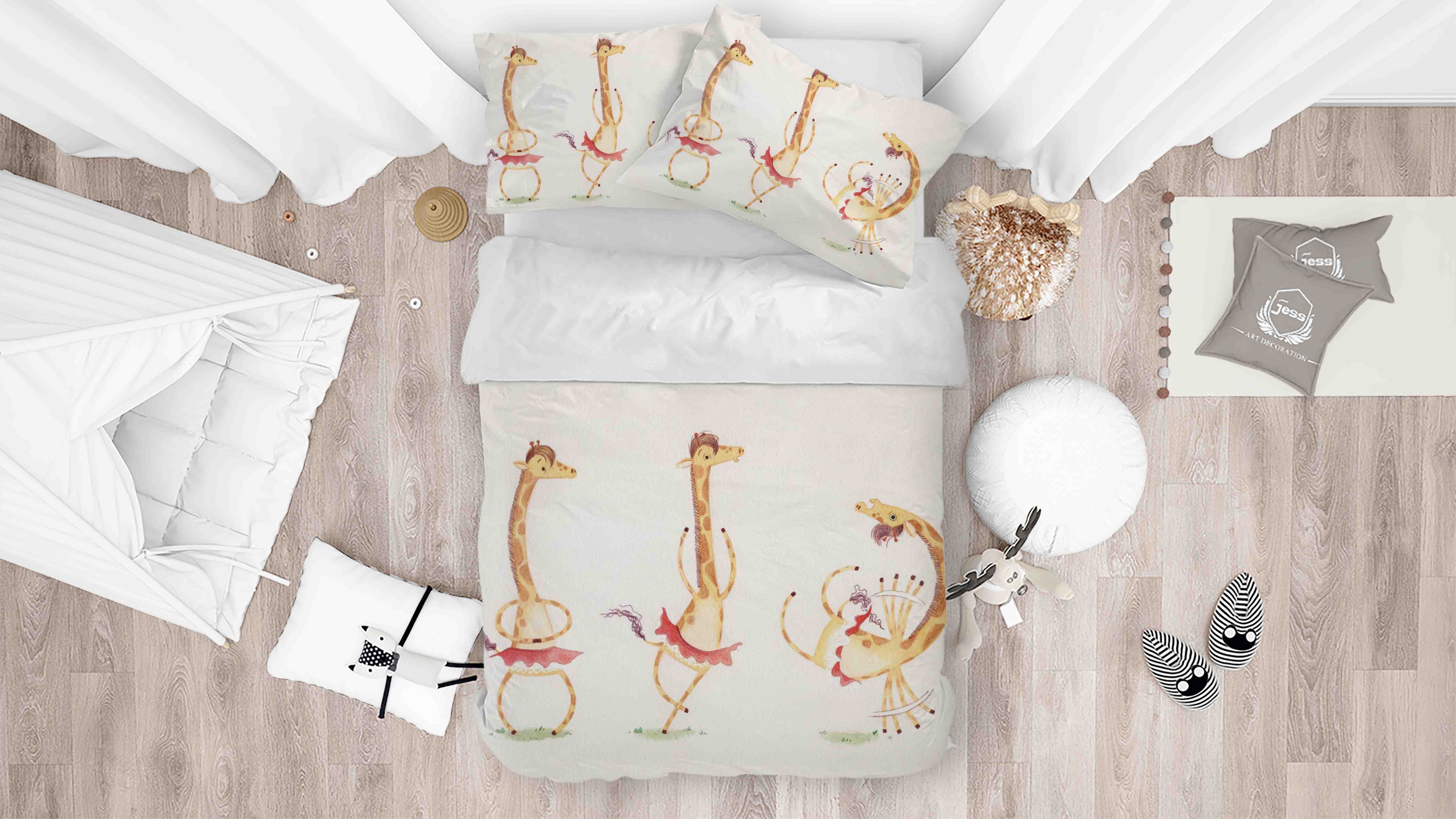 3D Cartoon Animal Giraffe Quilt Cover Set Bedding Set Duvet Cover Pillowcases Sf067