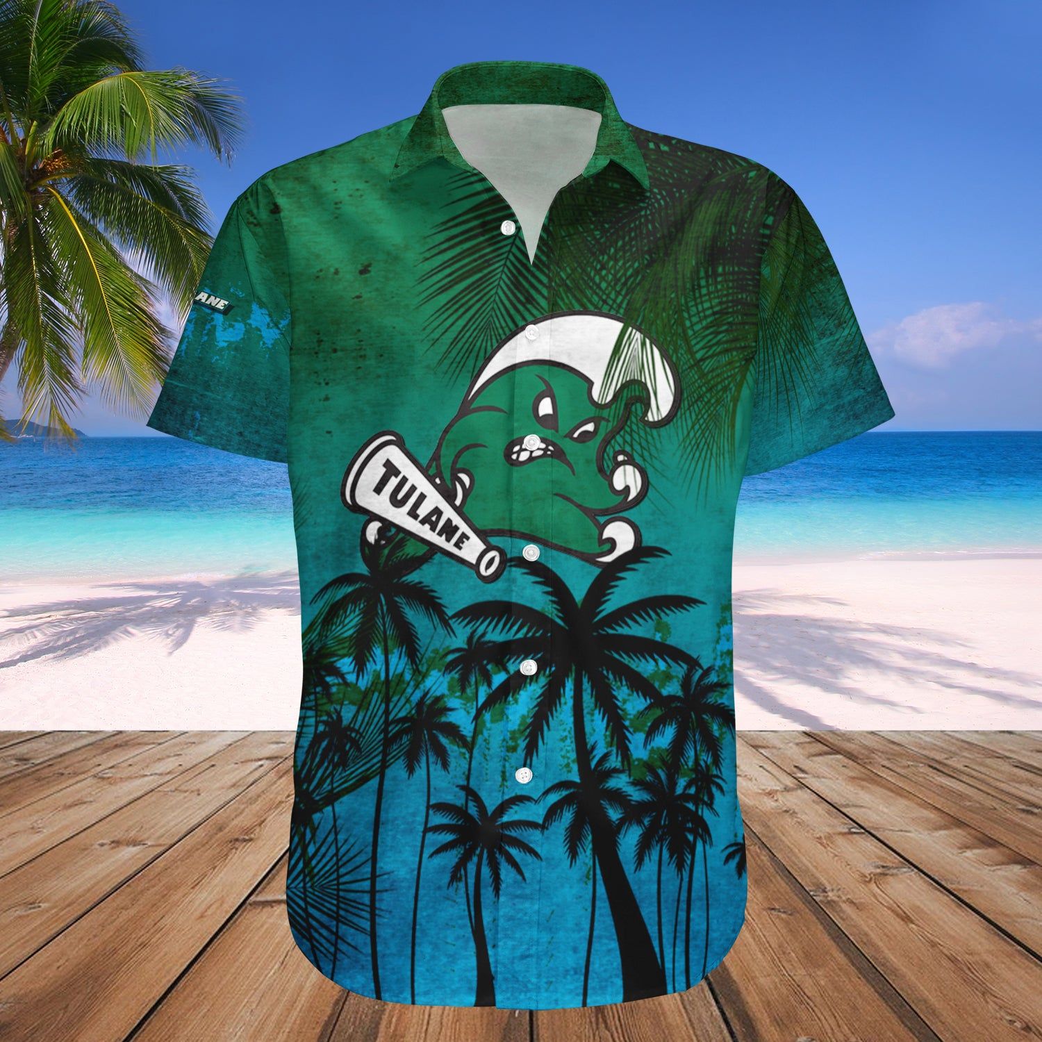 Tulane Green Wave Hawaii Shirt Coconut Tree Tropical Grunge – NCCA