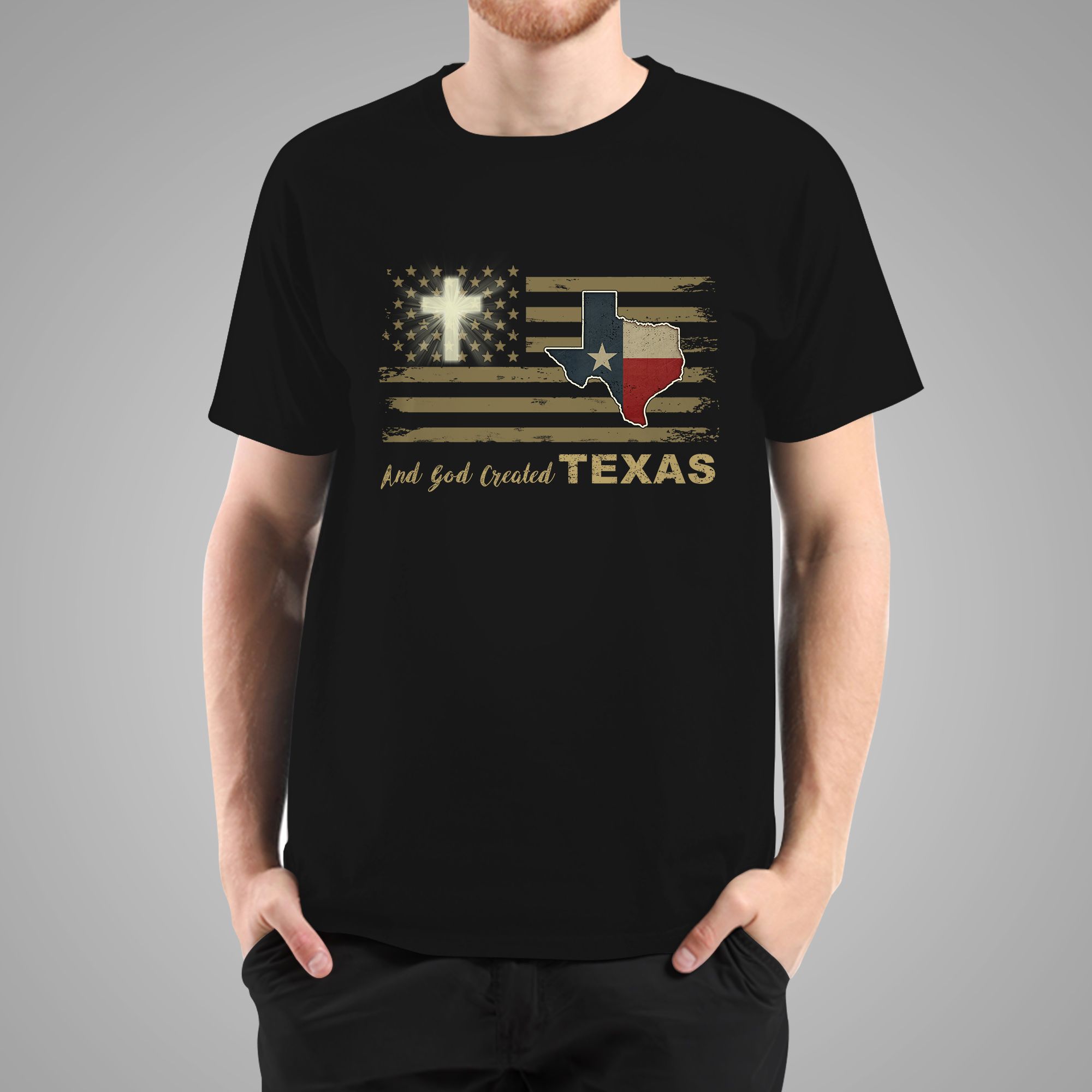 And God Created Texas Vintage Style 2D Shirt For Texans And Jesus Lovers