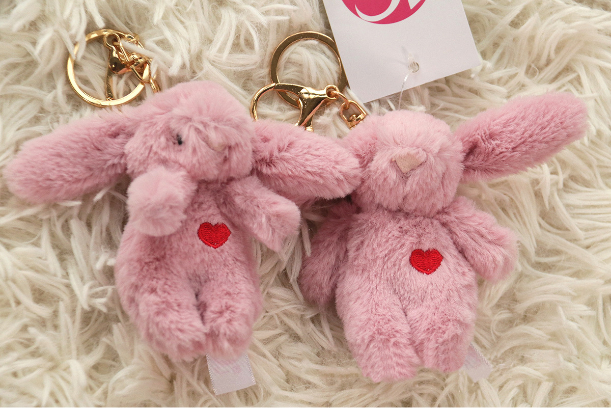 Cute cartoon plush Rabbit Keychain Love Pompom Trinket Baby Plush Toy Girl Bag Car Keychain Mobile Phone Pendant Jewelry Gift alx