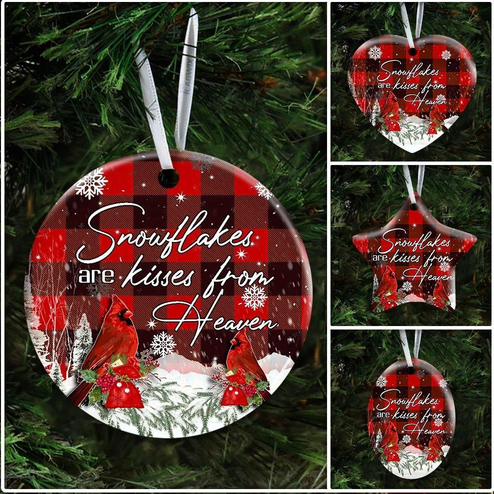 Snowflakes Are Kisses From Heaven. Cardinal Christmas Ceramic Ornament Christmas Home Decor