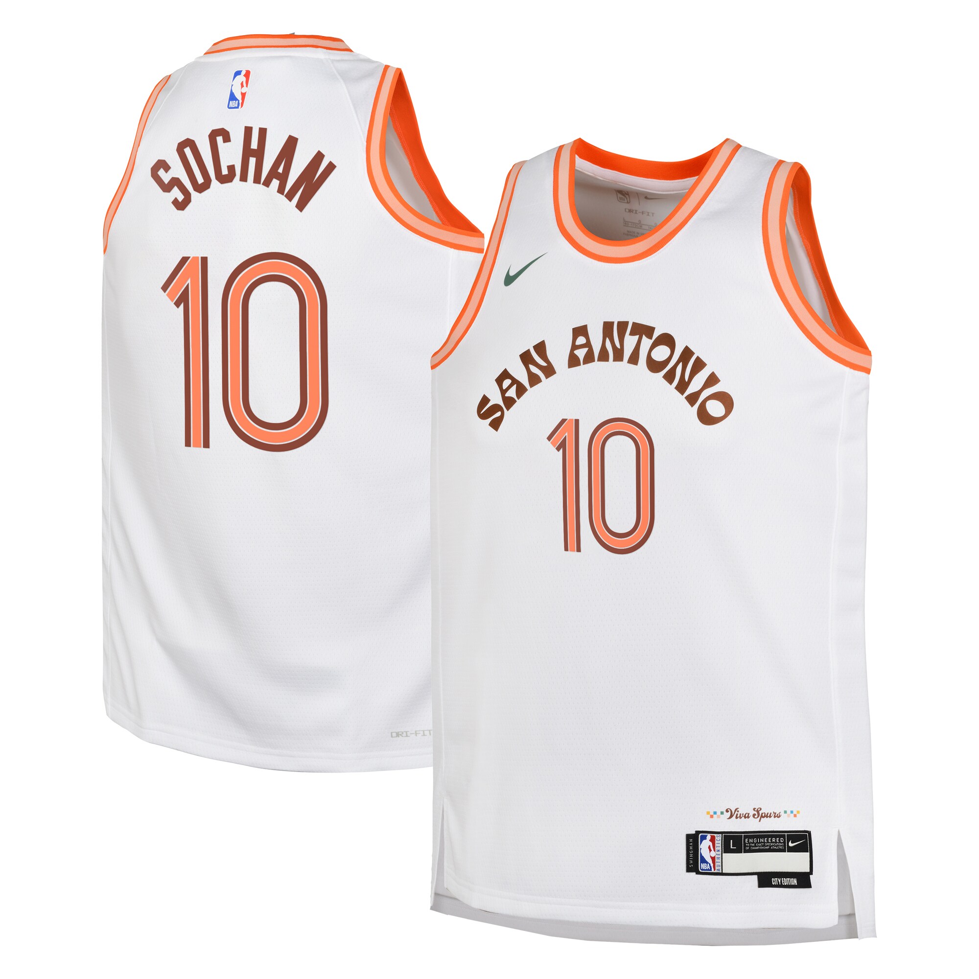 San Antonio Spurs City Edition Swingman Jersey 23 – White – Jeremy Sochan – Youth