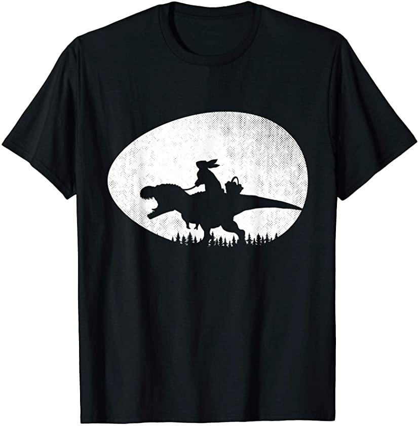 Rabbit Riding T Rex Dinosaur Easter Day Eggs Bunny Boys Kids T-Shirt