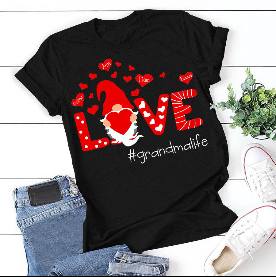 Love Grandma Life – Heart  Personalized T-Shirt