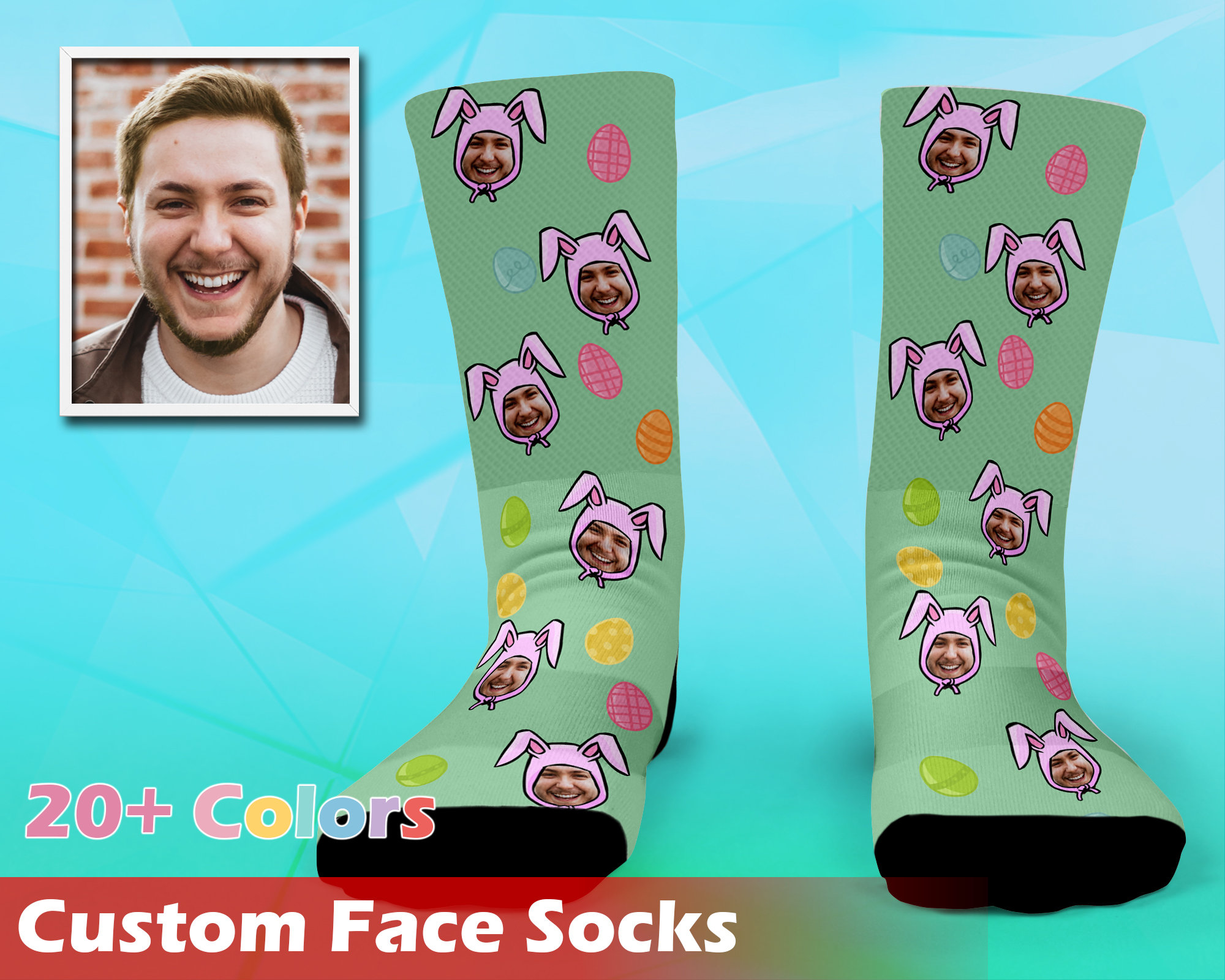 Custom Photo Socks, Easter Socks, Easter Egg Socks, Personalized Photo Socks, Funny Photo Socks, Custom Printed Socks, Easter Bunny Socks