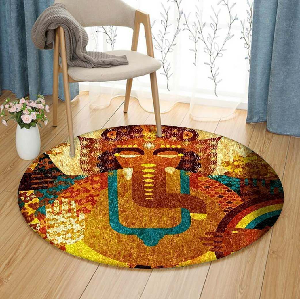 African Elephant JQQ72 Round Rug