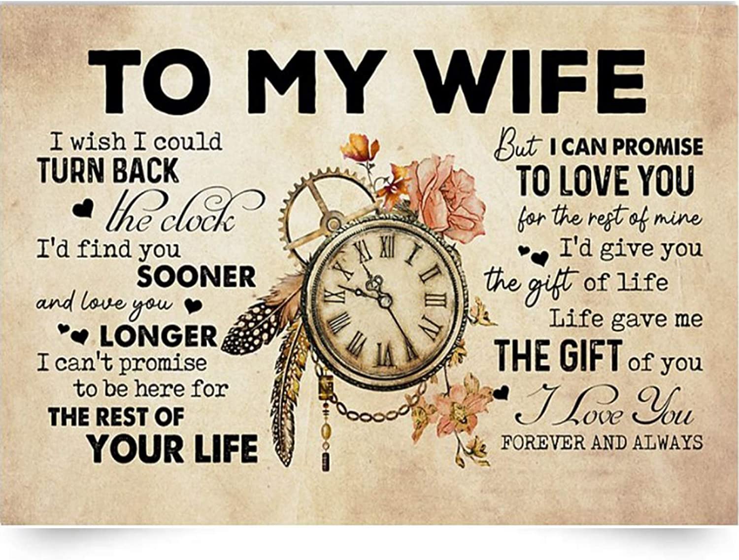 to My Wife Horizontal Poster-I Love You Forever and Always-Home Decoration Poster, Wall Poster, Home and Room Decoration, for Wife, Souvenirs.