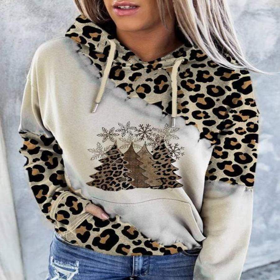 Christmas Tree leopard Merry And Bright 3D All Over Printed Hoodie Sweater #V