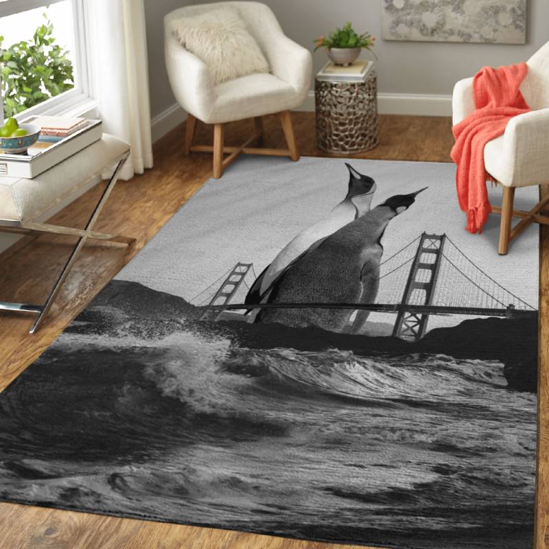 Golden Penguins  – Giant Animals Area Rug Carpet