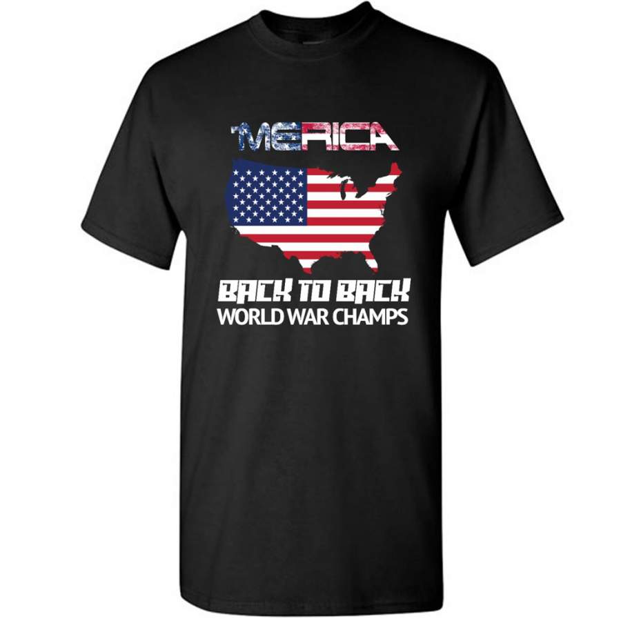 Peckshirt Merica Back To Back World War Champ Patriotic 4th July - Gildan Short Sleeve Shirt - Print In Your Way