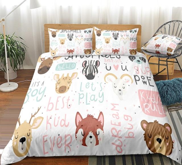 Cartoon Animals 3 Pieces Quilted Comforter Set