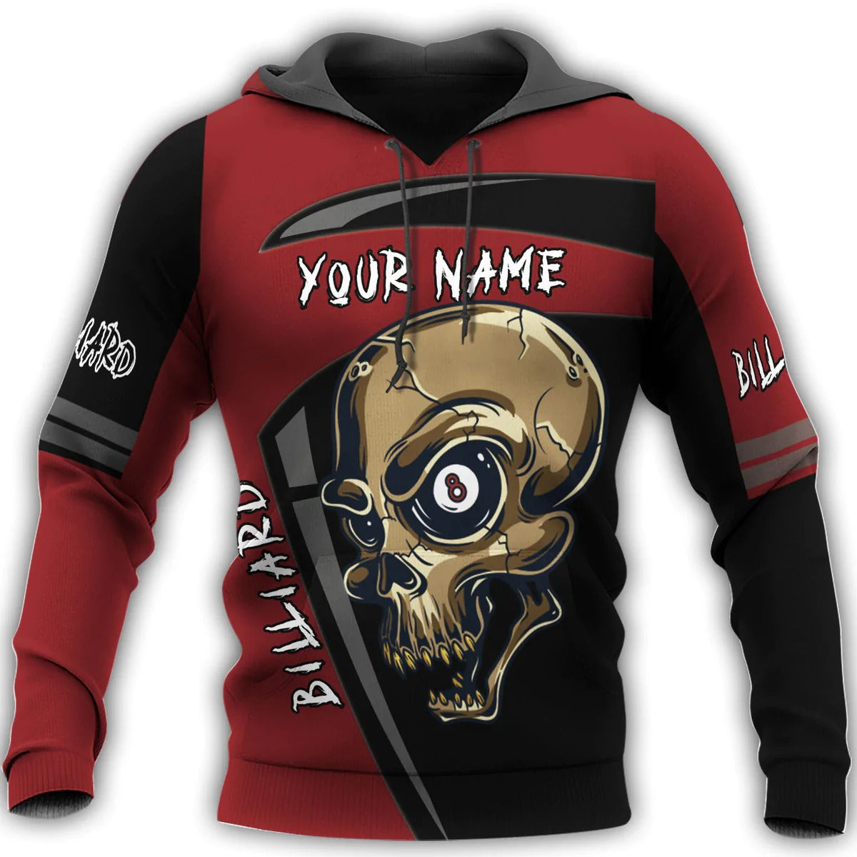 Custom Name 3D Skull Billiard Shirt Men, Billiard Hoodie Skull Pattern, Billiard Club Shirts