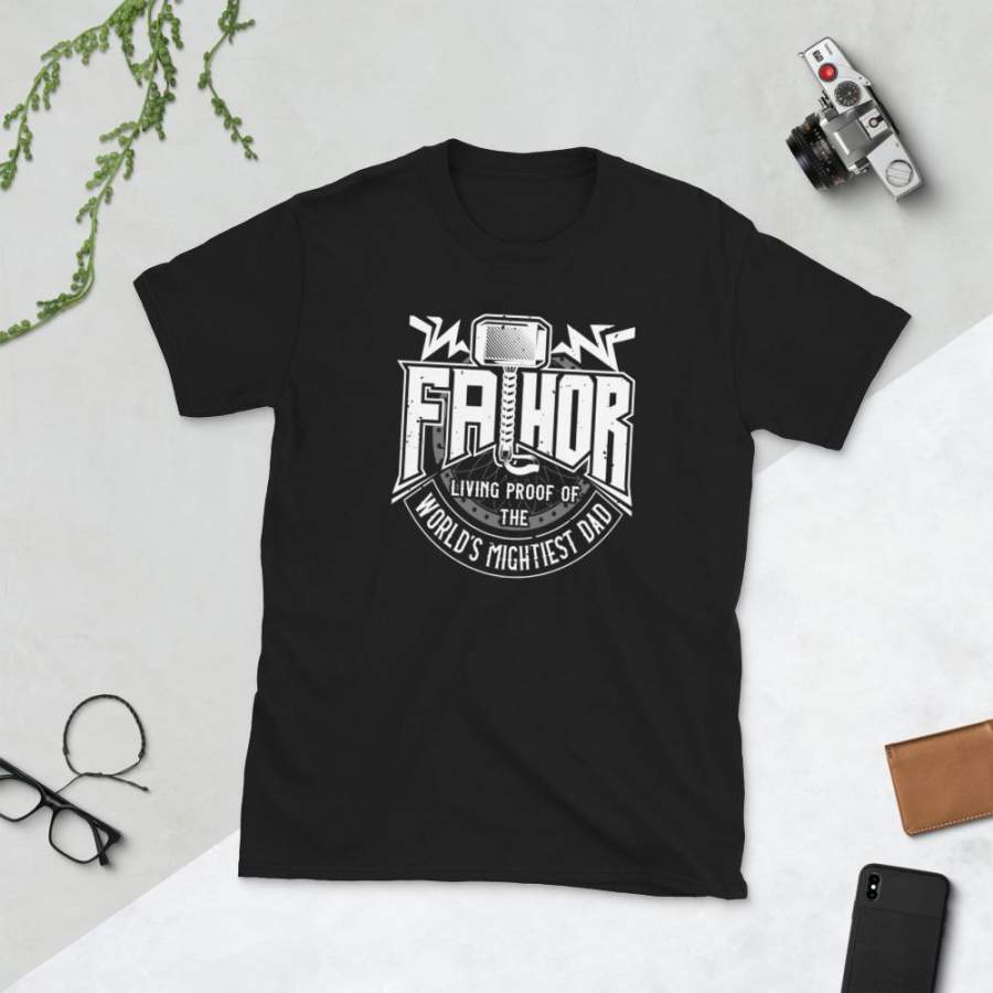 Fathor World’s Mightiest Dad Mjolnir T-Shirt for Men Vintage Viralstyle Fathor Living Proof of The Best Dad S-3XL Shirt Father’s Day Gift