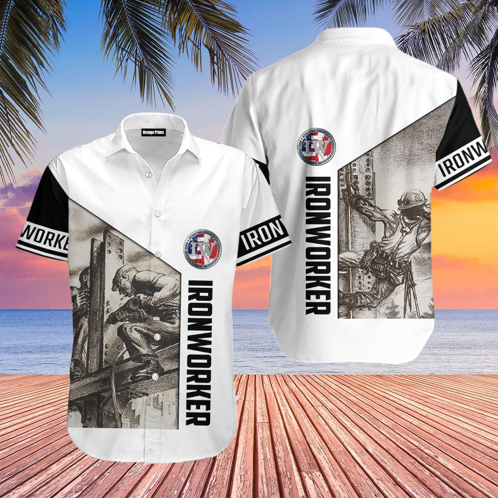 Ironworker Black White Hawaiian Shirt