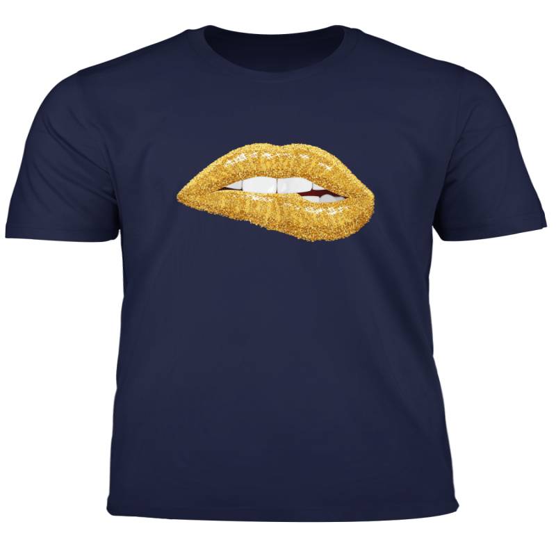 Womens Gold Lips Biting Kiss Black Girl Magic T Shirt