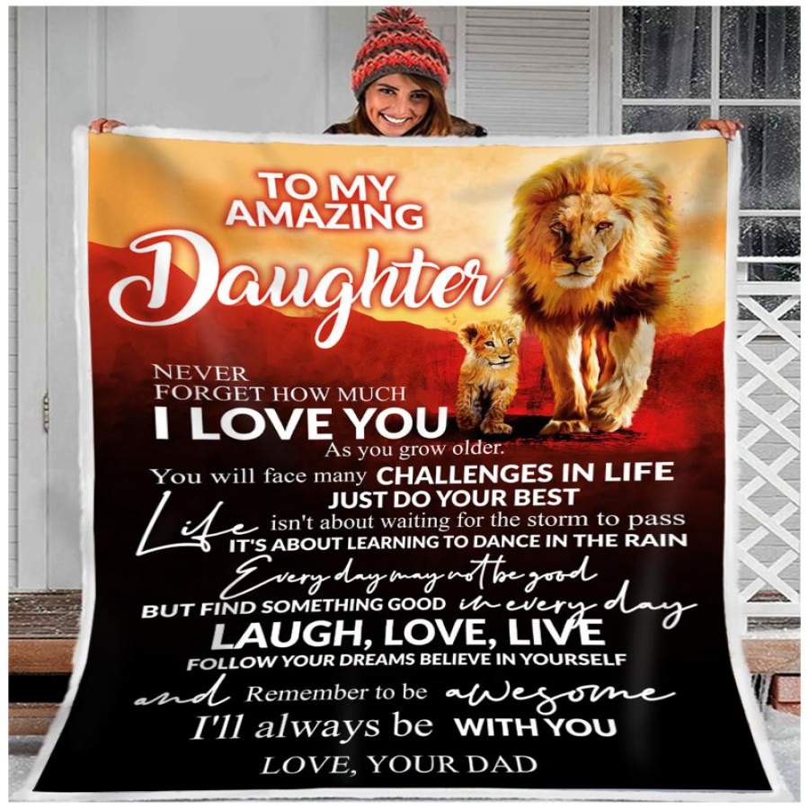 ZALOOO Just Do Your Best Dad To Daughter Lion Blanket