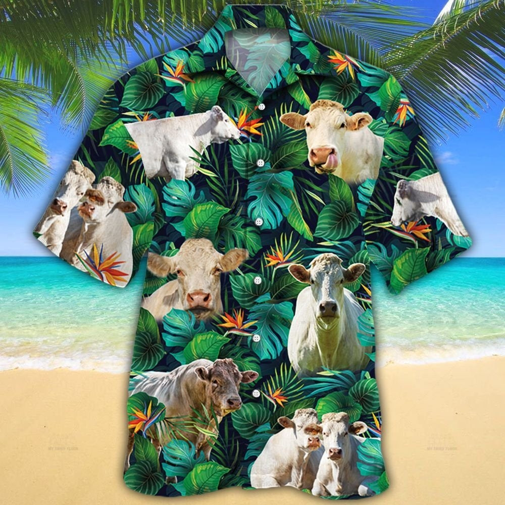 Charolais Cattle Lovers Tropical Leaves Hawaii Shirt Ha92828