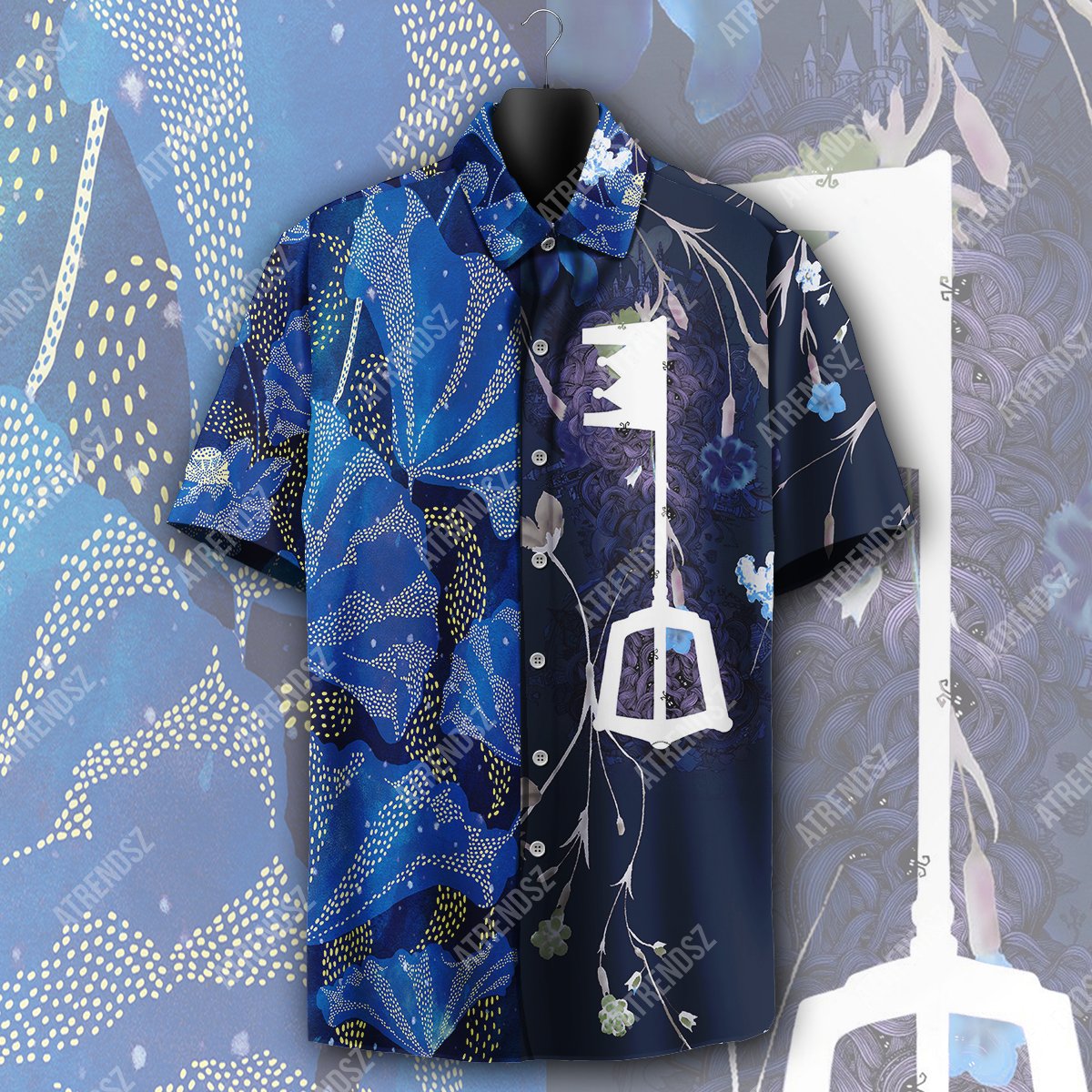 Unifinz Kingdom Hearts Hawaii Shirt Keyblade Floral Topical Blue Aloha 2022 Ha102675