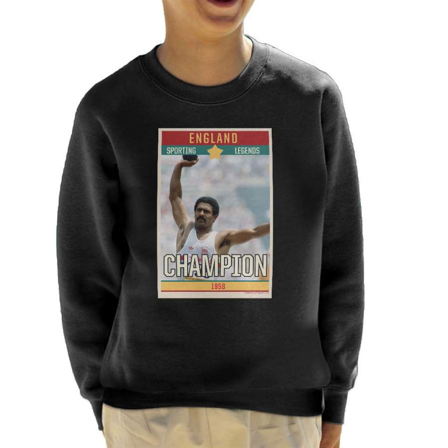 Sporting Legends Poster England Daley Thompson Champion 1984 Olympics Kid’s Sweatshirt