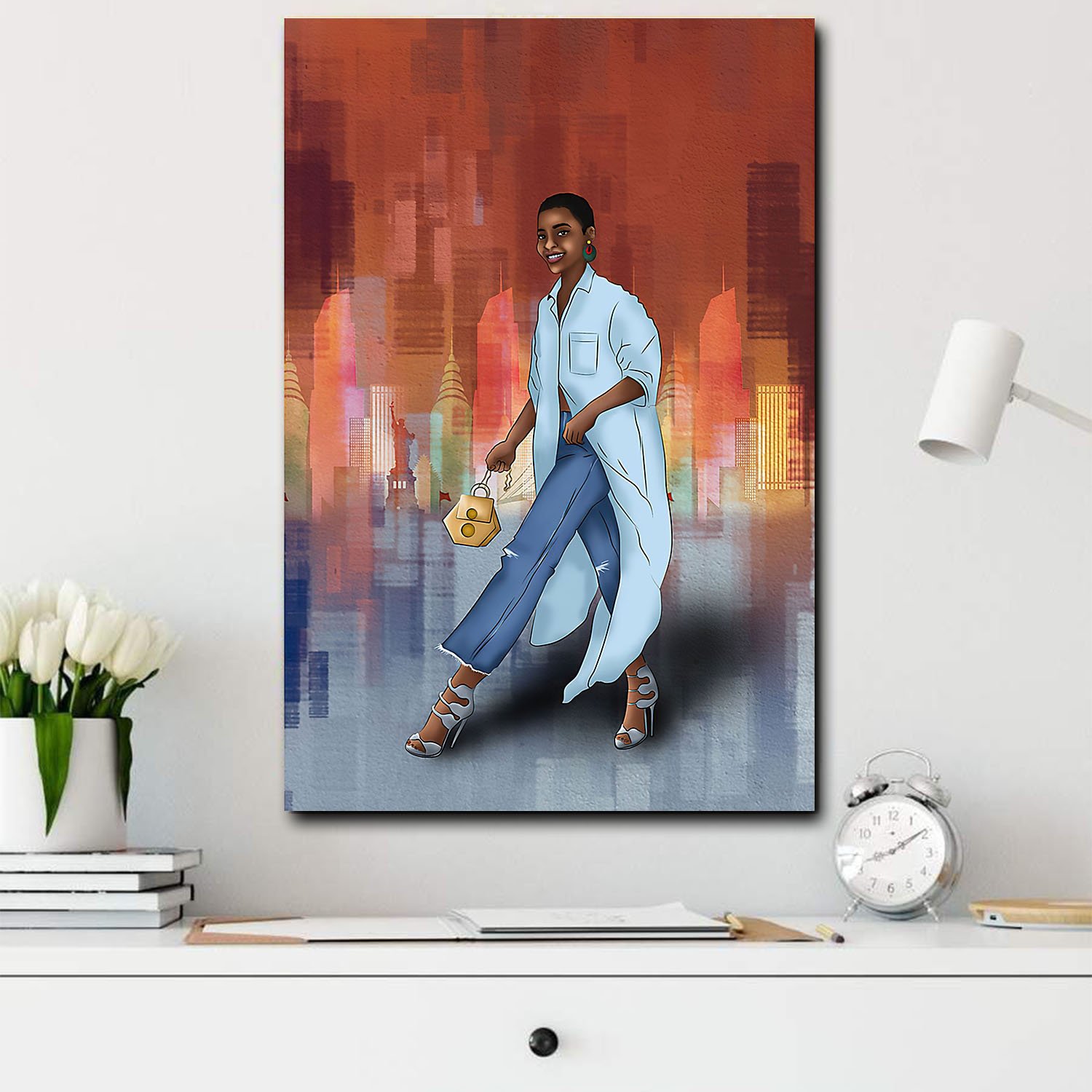 African American Canvass Street Fashion Melanin Woman Living Room Bedroom Bathroom Home Decoration