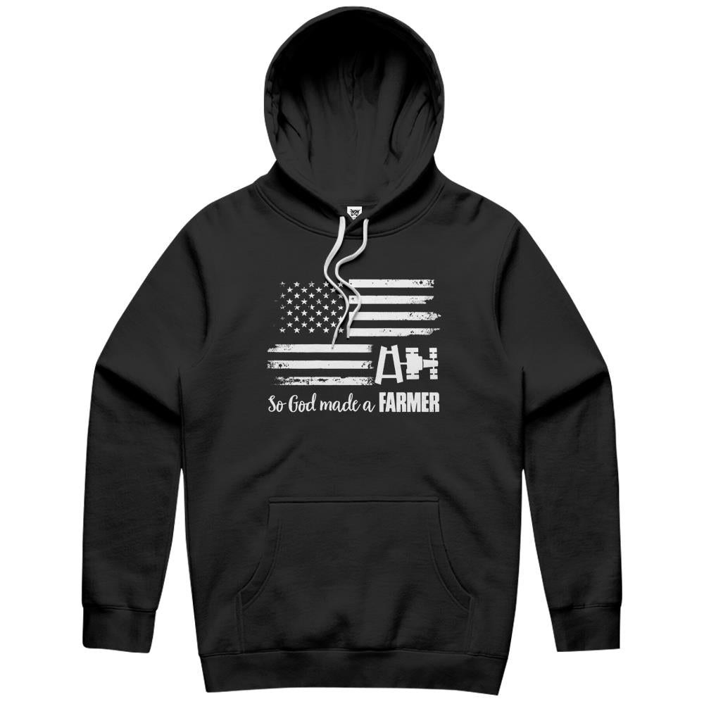 American Flag Tractor So God Made A Farmer Hoodie