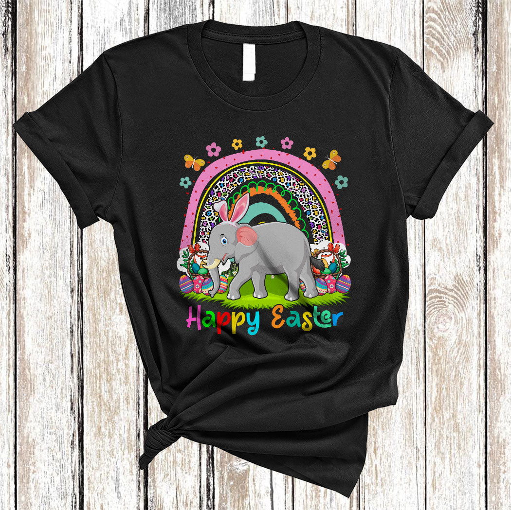 Happy Easter Rainbow Cute Easter Day Bunny Elephant With Eggs Rainbow Lover Gifts T-Shirt