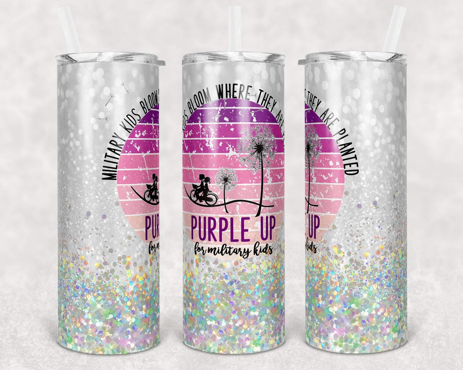 Custom Skinny Tumbler Military Kids Purple Up Month Of The Military Child Patriotic  – Perfect Gift For Her & Him