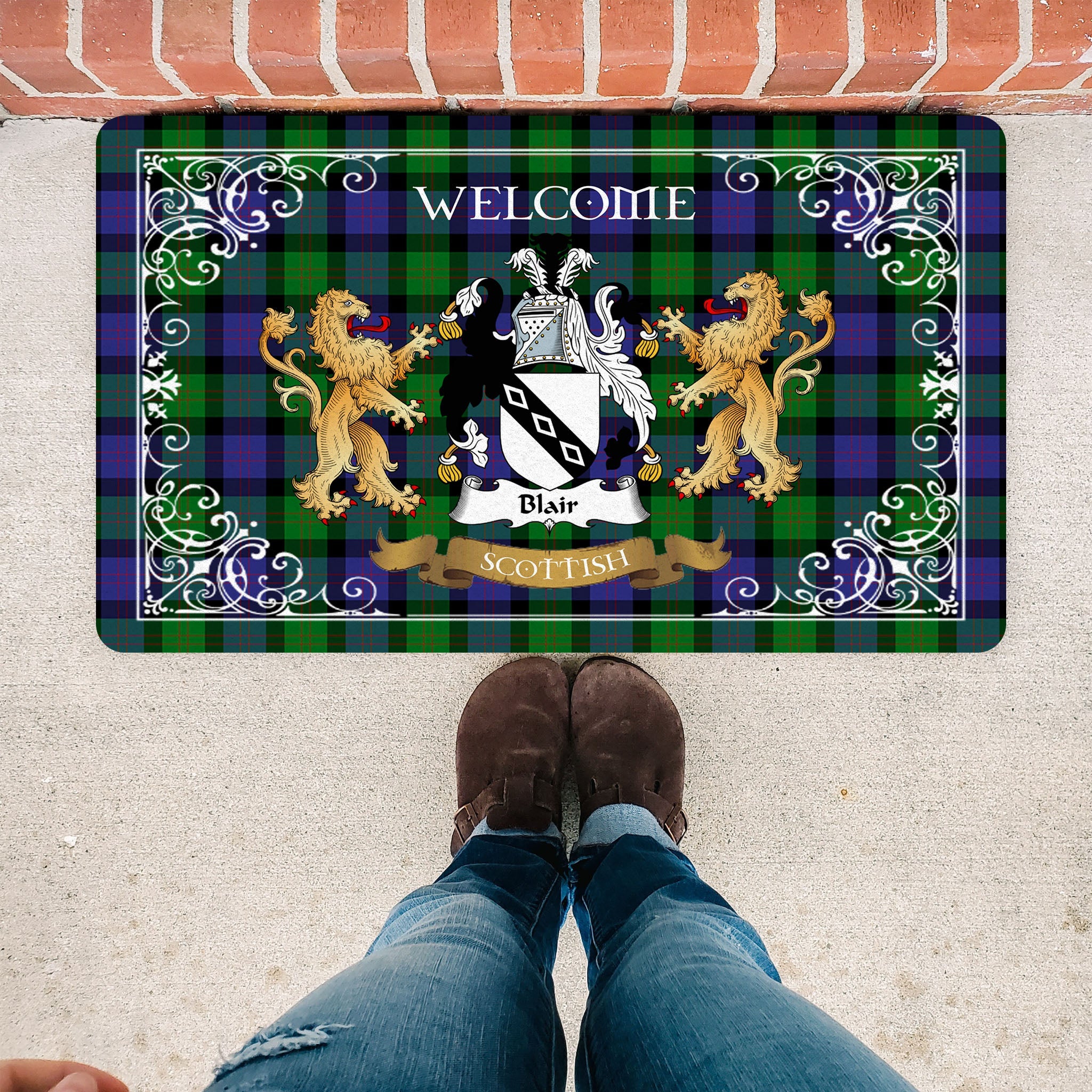 Scotstee Shop Tartan Door Mat The Family Blair Scottish Plaid Doormat, Welcome Mat, Christmas Door Mat