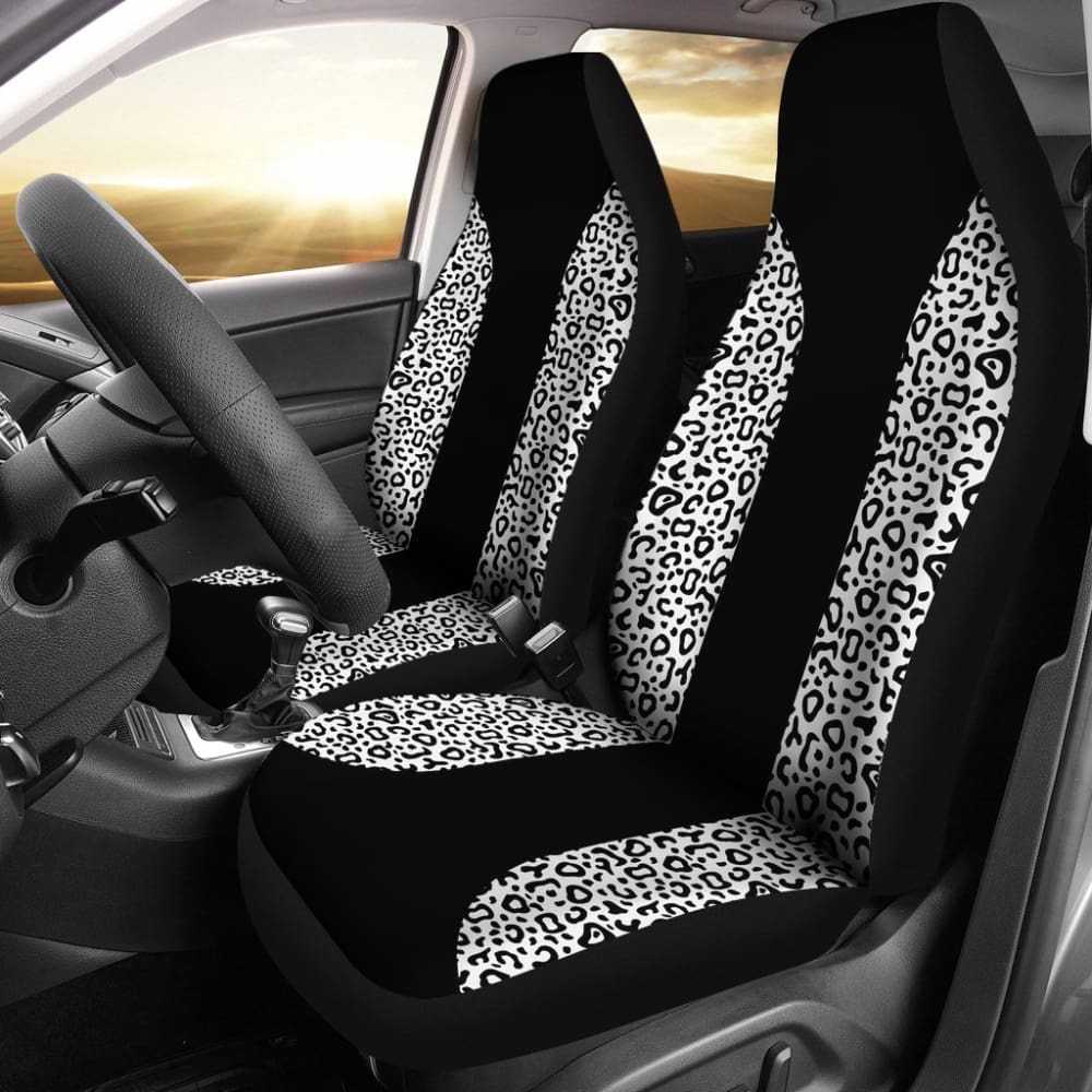 Black And White Leopard Skin Print Car Seat Covers 211504