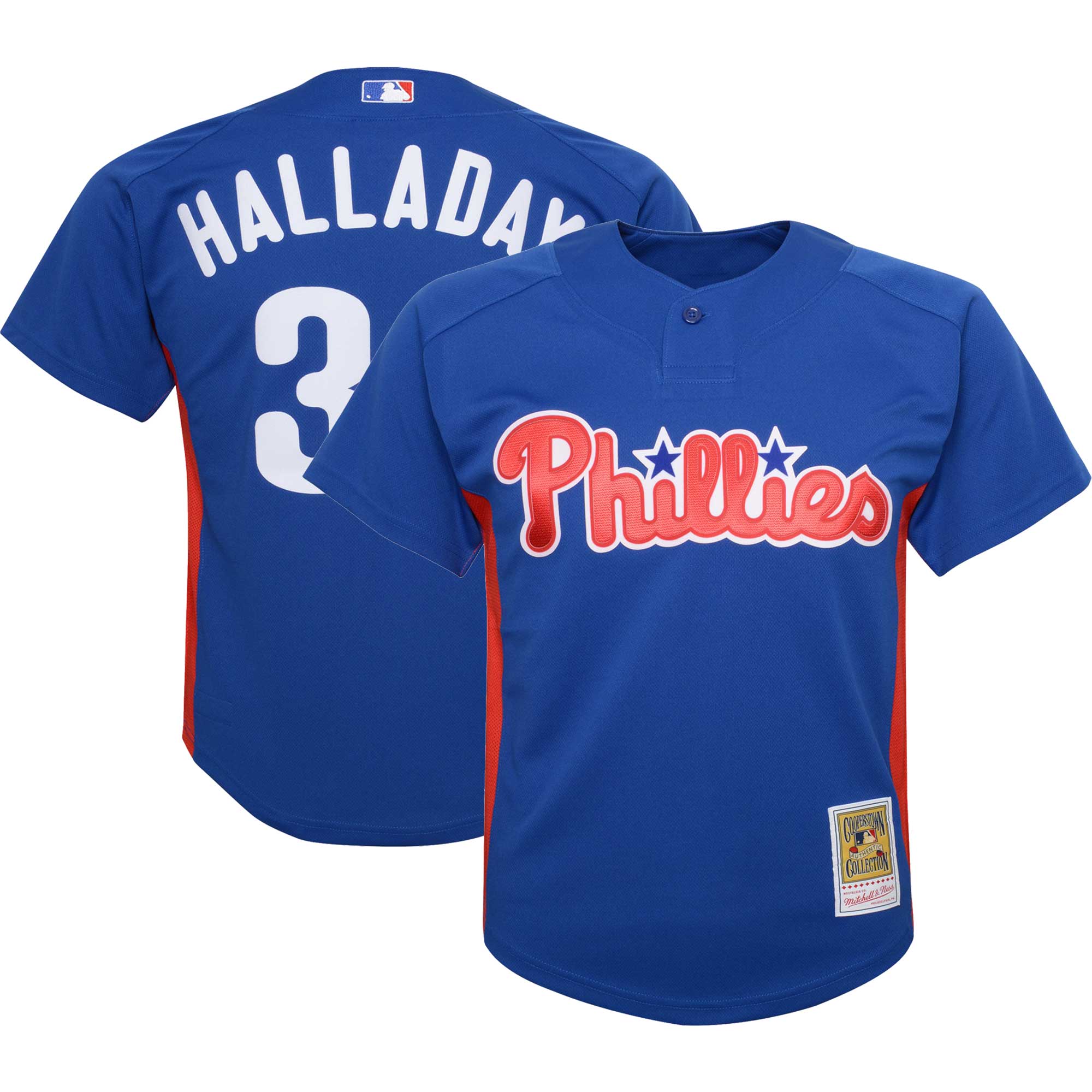 Roy Halladay Philadelphia Phillies Mitchell & Ness Youth Cooperstown Collection Mesh Batting Practice Jersey – Royal