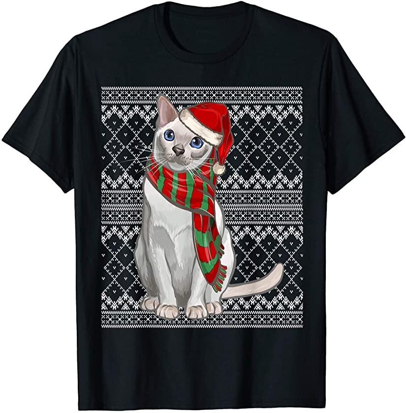 Xmas Tonkinese Cat Santa Claus Hat Ugly Christmas T-Shirt