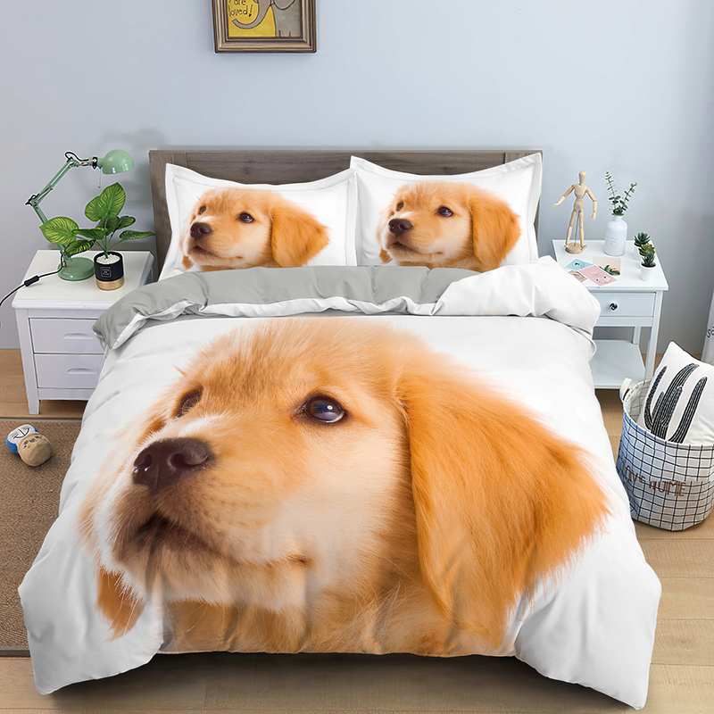 3D Printed Cute Puppy Bedding Set Dog Soft Microfiber Duvet Cover And Pillowcase