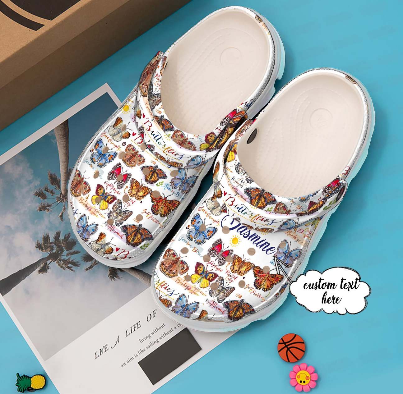 Butterfly Personalized Clog, Custom Name, Text Butterfly Collection, Fashion Style For Women, Men, Kid, Print 3D