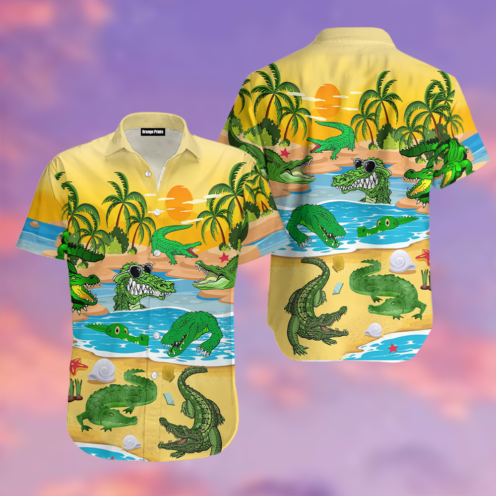 Crocodile Alligator On The Beach Hawaii Shirt For Men And Women Ha86415