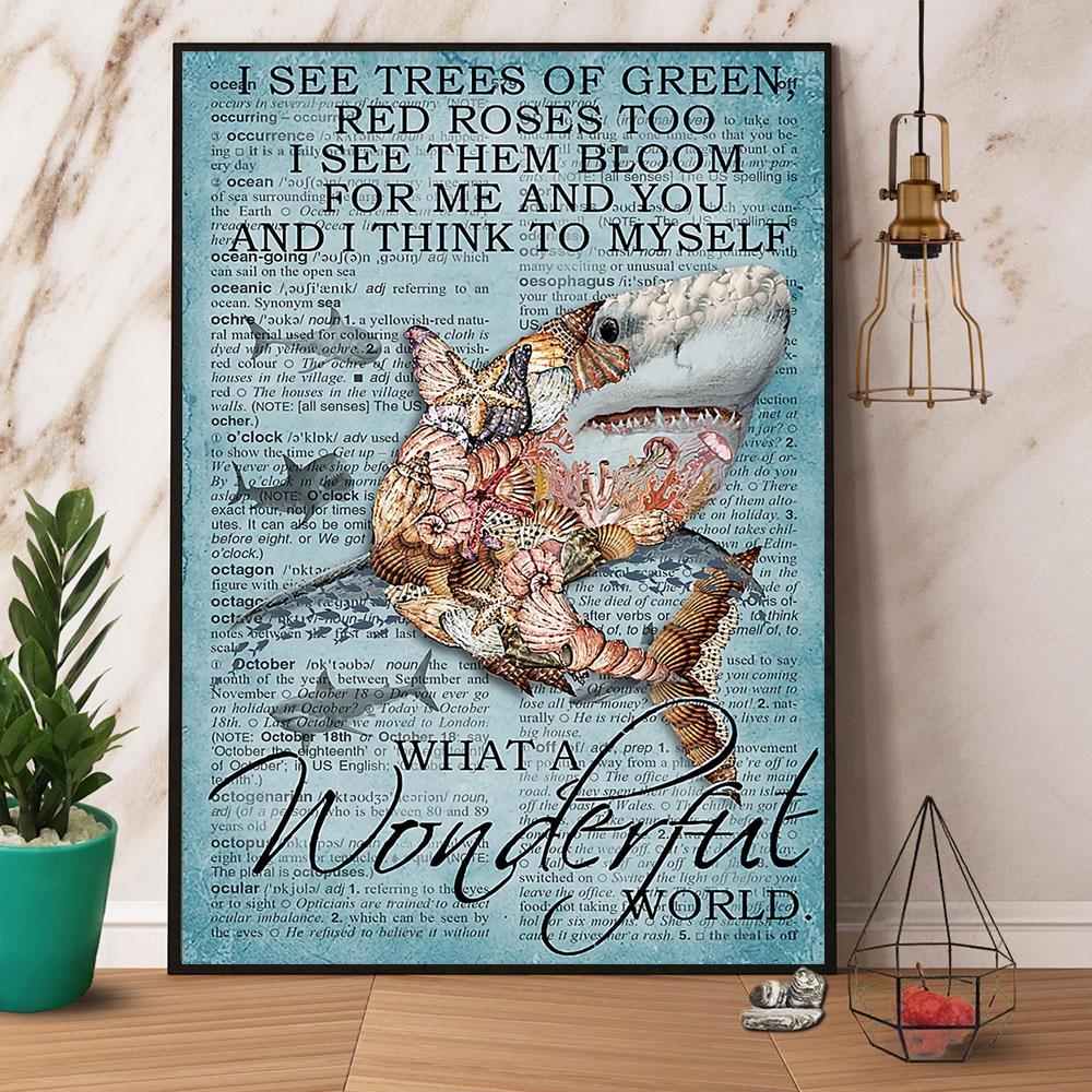 Vintage Shark What A Wonderful World Dictionary Poster No Frame