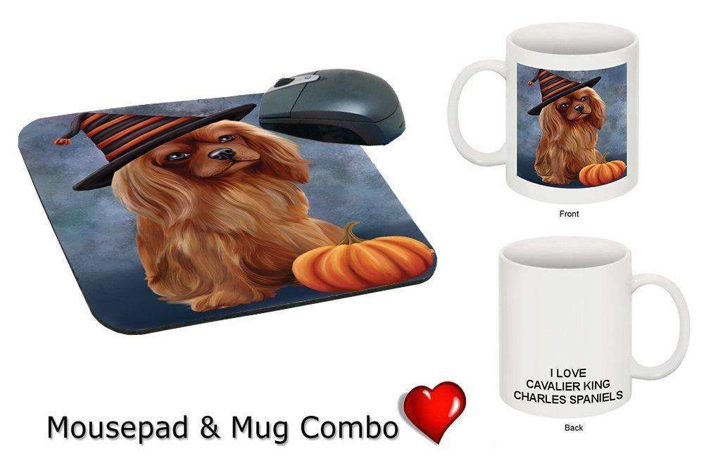 Christmas Happy Holidays Cavalier King Charles Spaniel Puppy Wearing Witch Hat Mug & Mousepad Combo Gift Set Mmcg0610