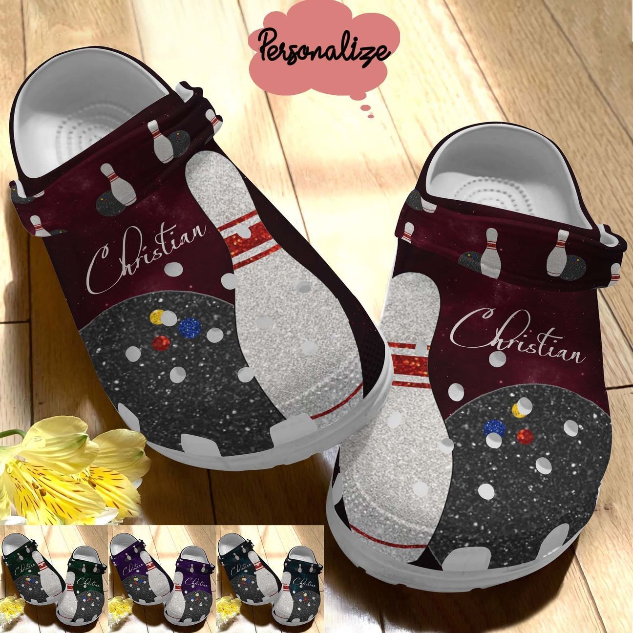 Bowling Lovers Personalized Personalize Clog, Custom Name, Text, Fashion Style For Women, Men, Kid, Print 3D